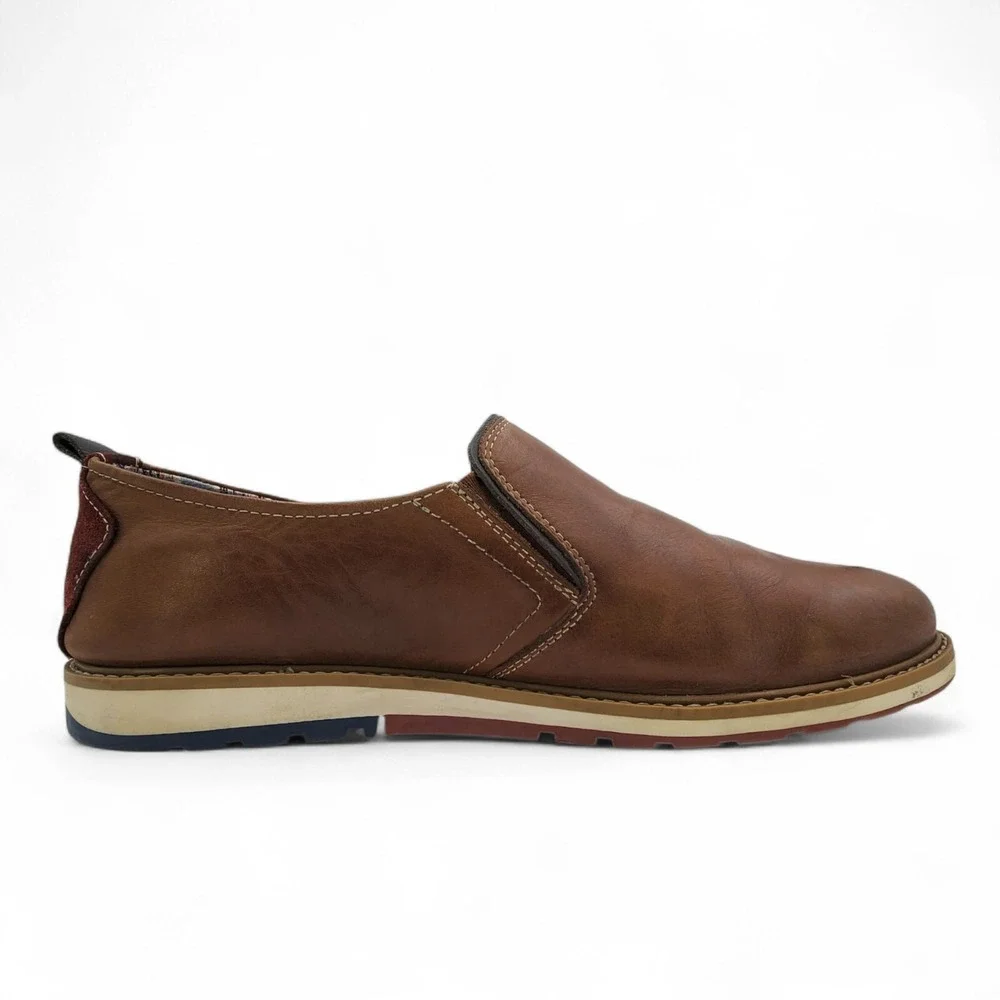 Pikolinos Berna Leather Loafers Mens 44 (US 10-10.5) Brown Elastic Slip On Shoes